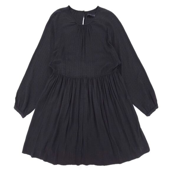 NEW Christy Dawn Hudson Long Sleeve Dress Slub Swiss Dot Black Cottagecore  Boho